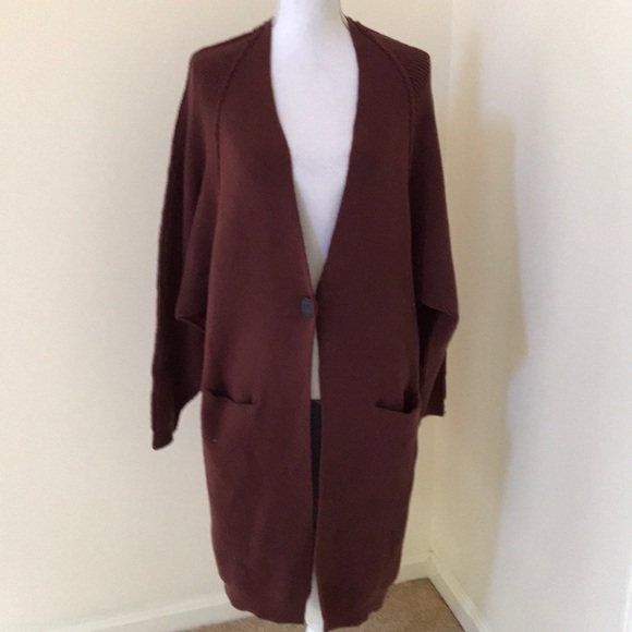 NWT! FREE PEOPLE Size M plum long ribbed cardigan